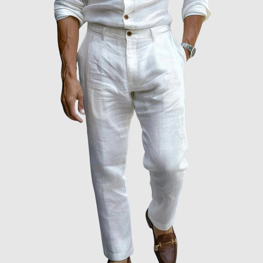 Leinen Hose Herren Sommer Baumwolle Elegant Anzughose
