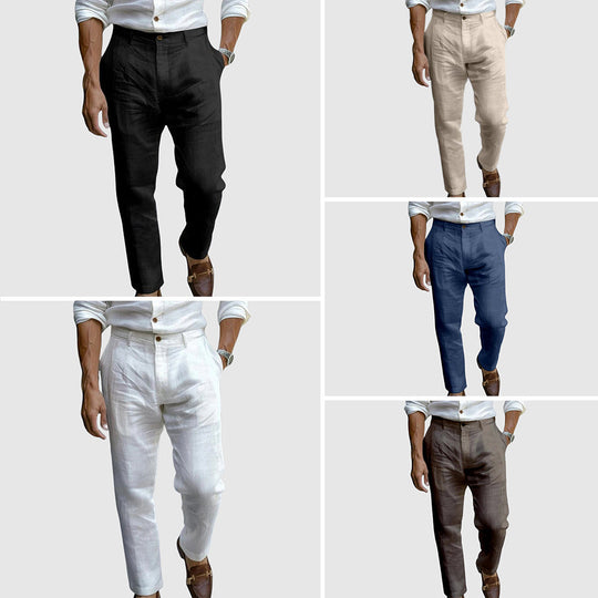 Leinen Hose Herren Sommer Baumwolle Elegant Anzughose