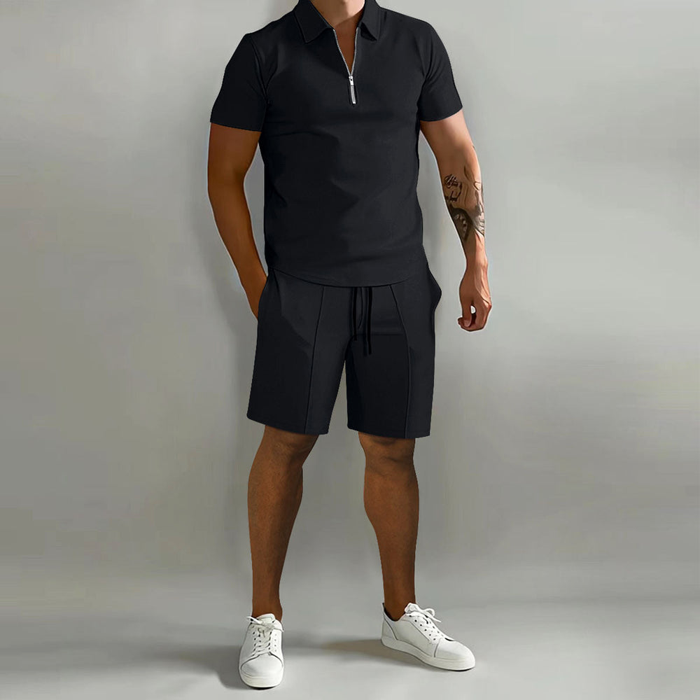 Sommer Zweiteiler Set Herren Sportlich Hemd Shorts