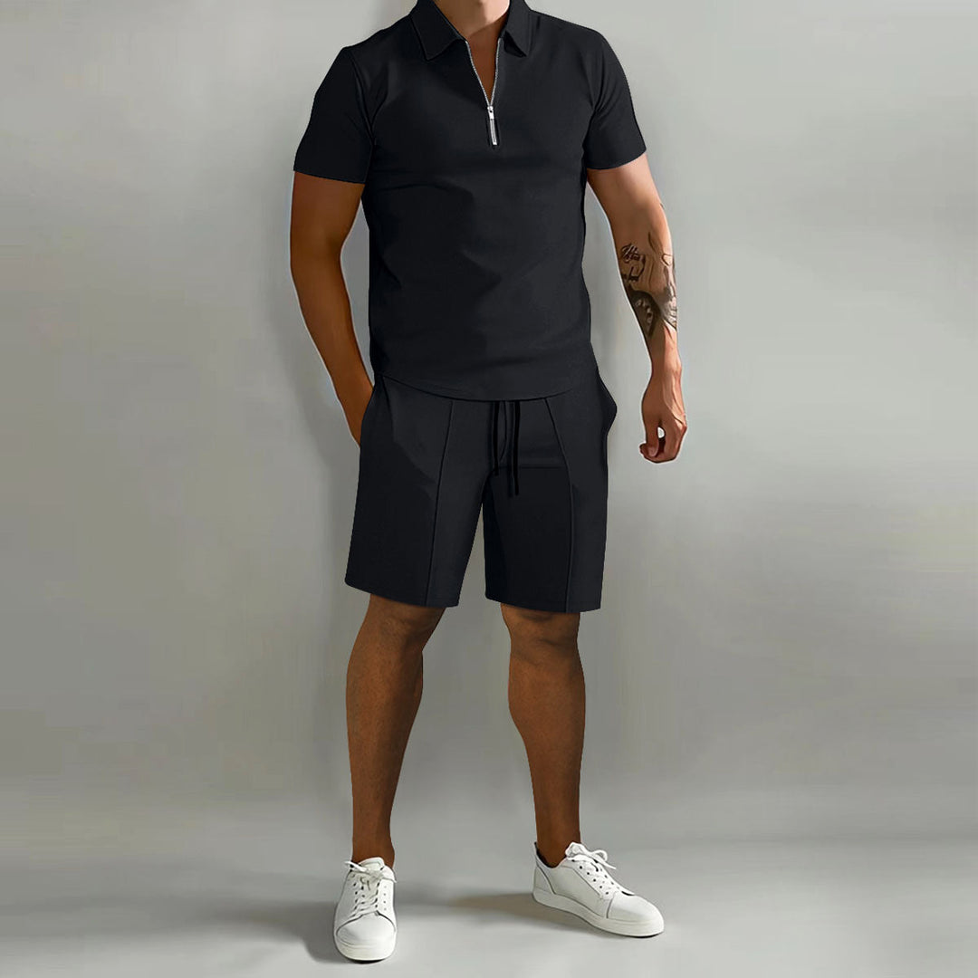 Sommer Zweiteiler Set Herren Sportlich Hemd Shorts