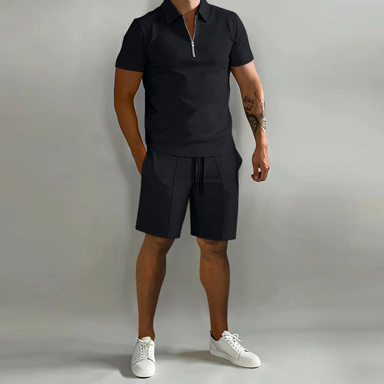 Sommer Zweiteiler Set Herren Sportlich Hemd Shorts