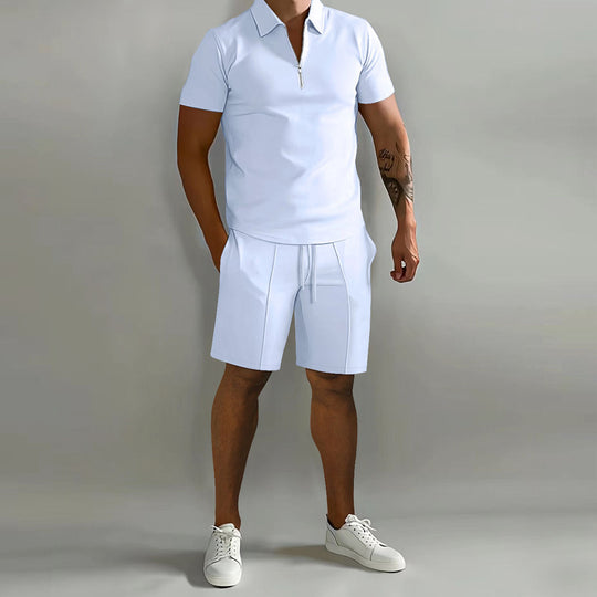 Sommer Zweiteiler Set Herren Sportlich Hemd Shorts