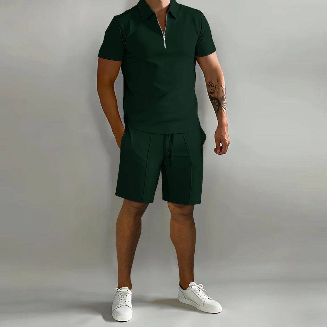 Sommer Zweiteiler Set Herren Sportlich Hemd Shorts