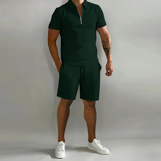 Sommer Zweiteiler Set Herren Sportlich Hemd Shorts