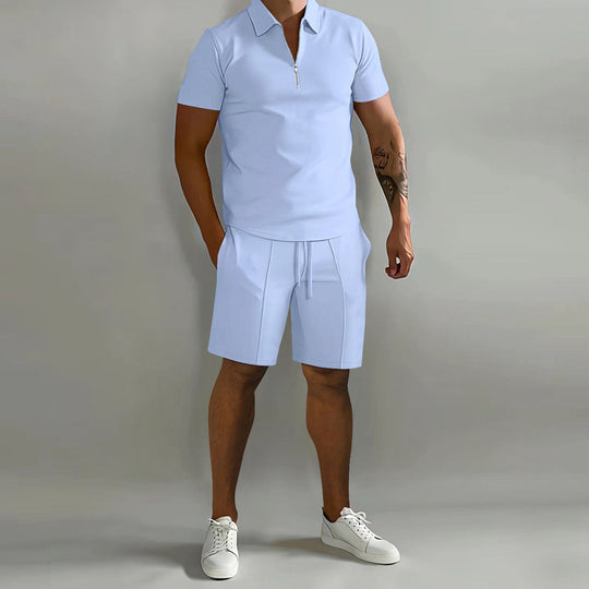 Sommer Zweiteiler Set Herren Sportlich Hemd Shorts
