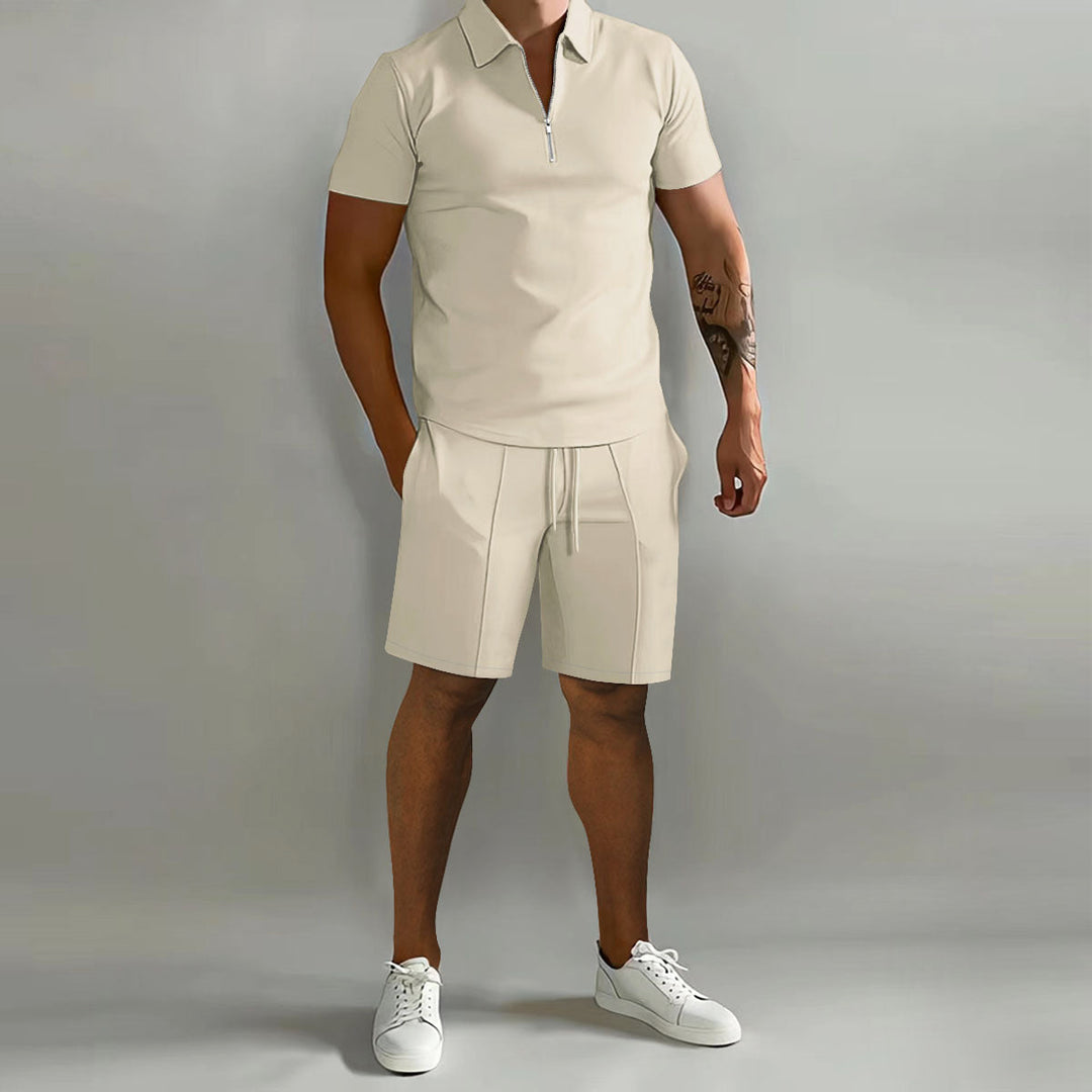 Sommer Zweiteiler Set Herren Sportlich Hemd Shorts