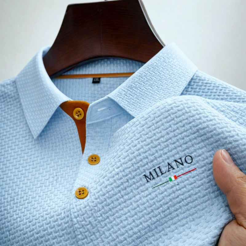 Strukturiertes Poloshirt Herren Knopfleiste Sommer Polo