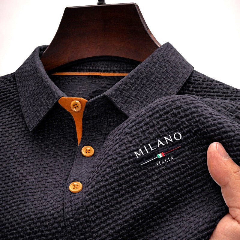 Strukturiertes Poloshirt Herren Knopfleiste Sommer Polo