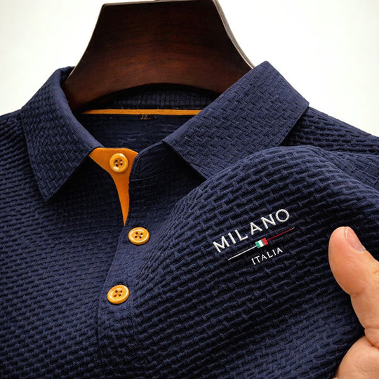 Strukturiertes Poloshirt Herren Knopfleiste Sommer Polo