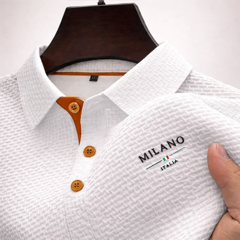 Strukturiertes Poloshirt Herren Knopfleiste Sommer Polo
