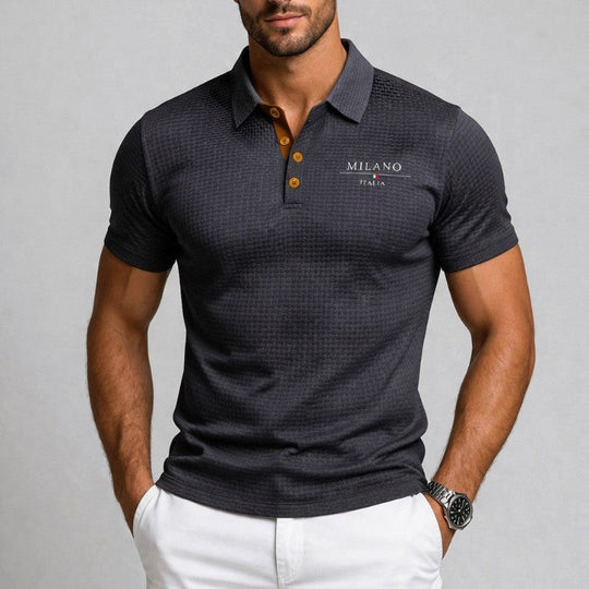 Strukturiertes Poloshirt Herren Knopfleiste Sommer Polo