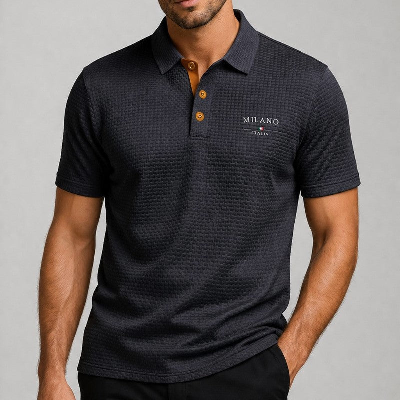 Strukturiertes Poloshirt Herren Knopfleiste Sommer Polo