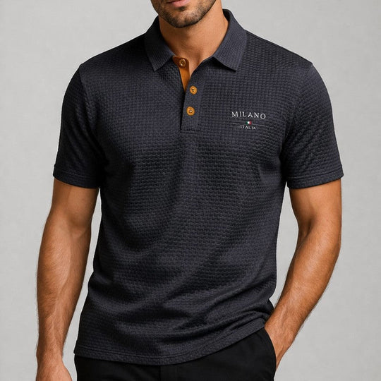 Strukturiertes Poloshirt Herren Knopfleiste Sommer Polo