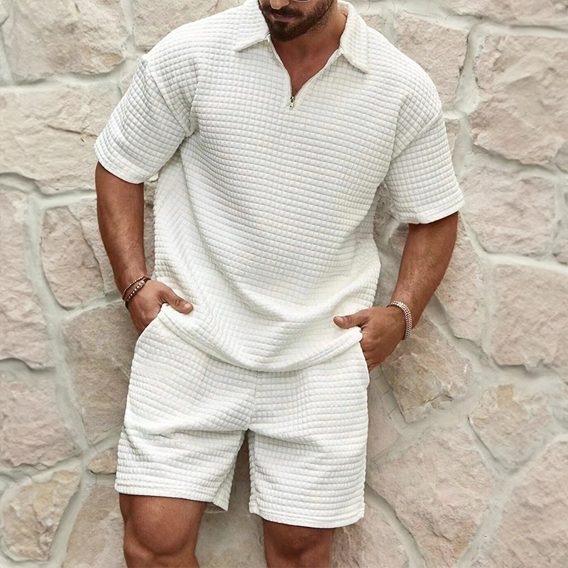Herren Polo-Shorts-Set mit Halbreißverschluss – Sportliches Sommer-Set