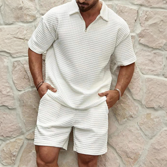 Herren Polo-Shorts-Set mit Halbreißverschluss – Sportliches Sommer-Set