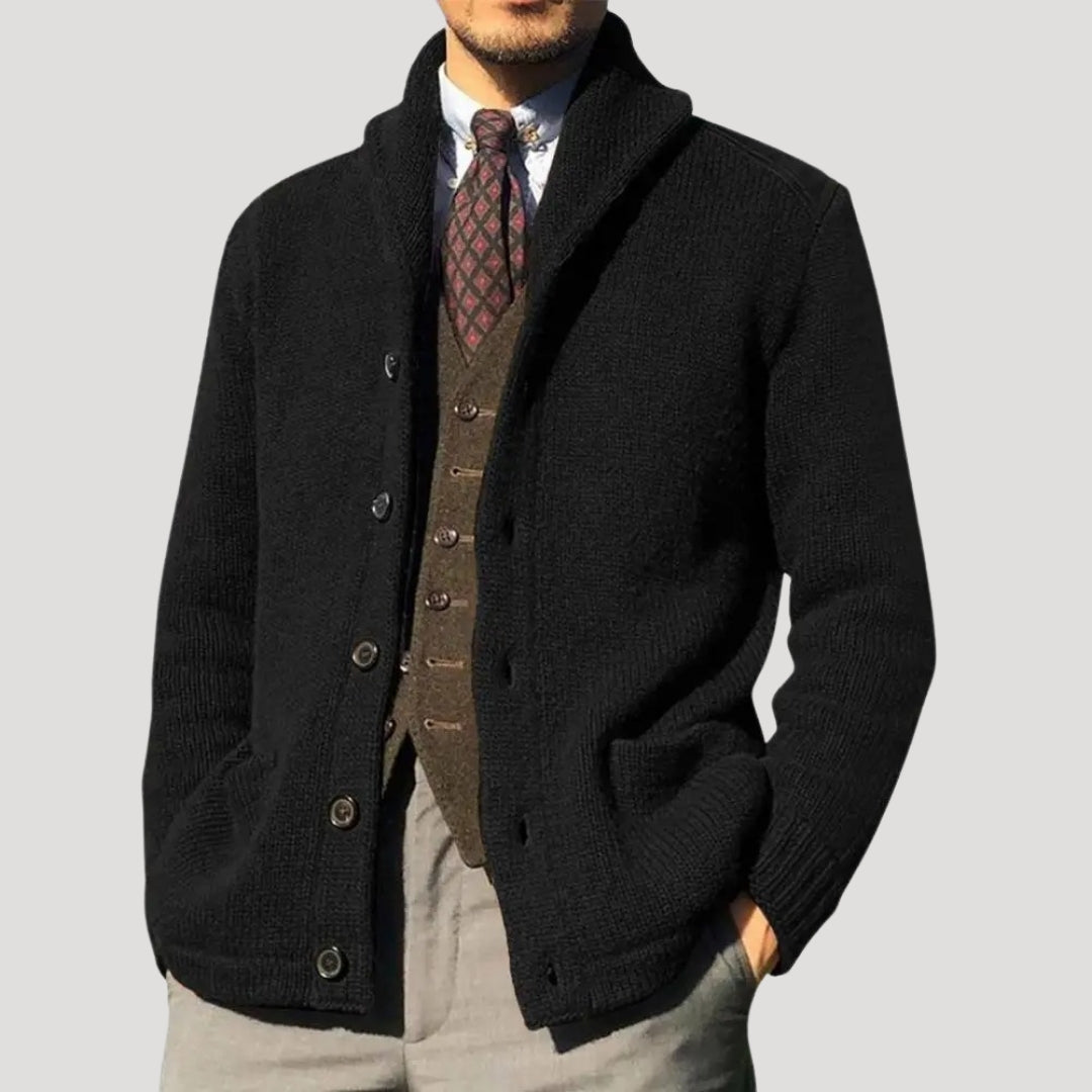 Woll Cardigan Herren Schalkragen Coatigan Strickjacke