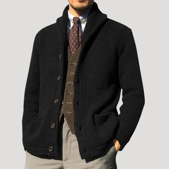 Woll Cardigan Herren Schalkragen Coatigan Strickjacke