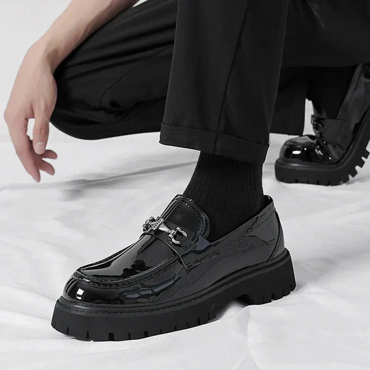 Leder Plateau Loafer Herren Lug Sohle Smart Casual