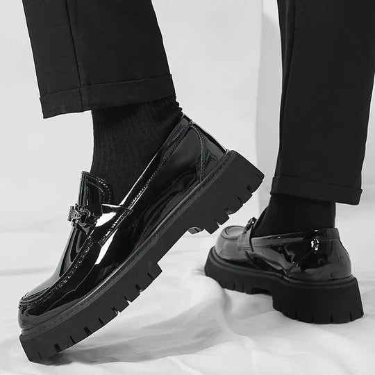 Leder Plateau Loafer Herren Lug Sohle Smart Casual