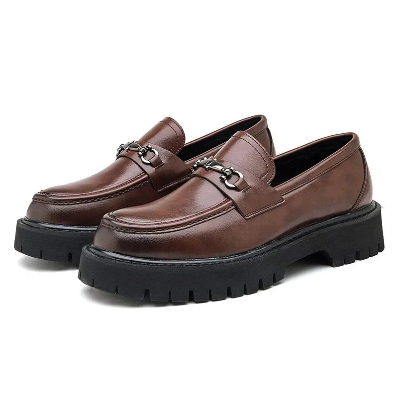 Leder Plateau Loafer Herren Lug Sohle Smart Casual