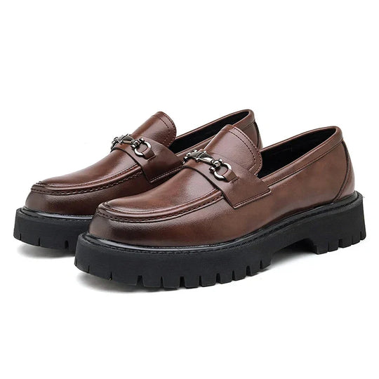 Leder Plateau Loafer Herren Lug Sohle Smart Casual