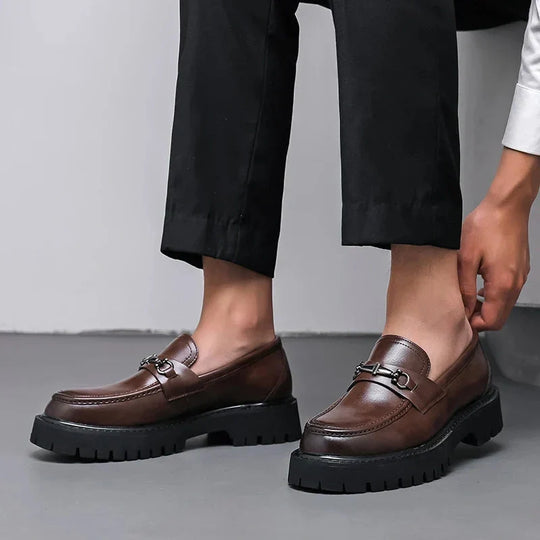 Leder Plateau Loafer Herren Lug Sohle Smart Casual