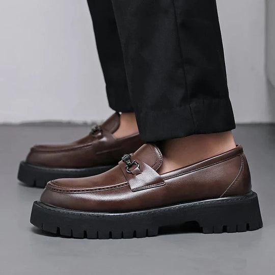 Leder Plateau Loafer Herren Lug Sohle Smart Casual