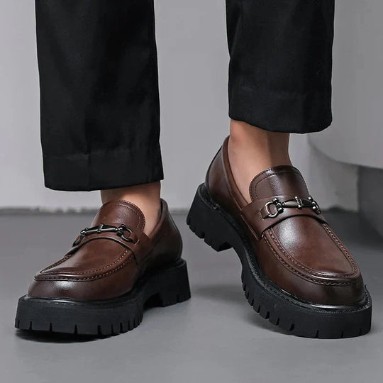Leder Plateau Loafer Herren Lug Sohle Smart Casual