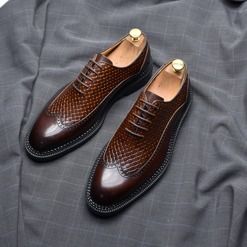 Geflochtene Rindsleder Oxford Herren Business Anzugschuhe