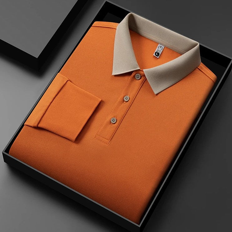 Baumwoll Strick Poloshirt Herren Langarm Ganzjährig