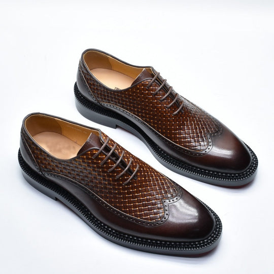 Geflochtene Rindsleder Oxford Herren Business Anzugschuhe