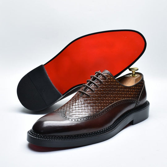 Geflochtene Rindsleder Oxford Herren Business Anzugschuhe