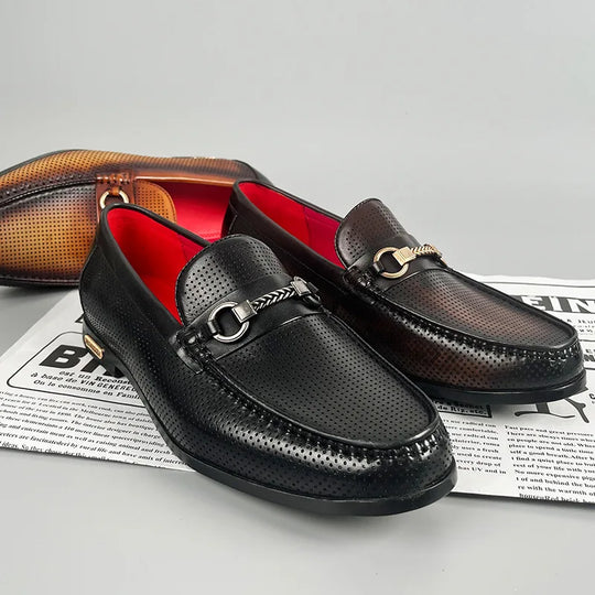 Perforierte Rindsleder Loafer Herren Atmungsaktiv Slip-On