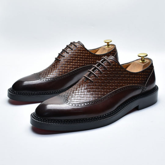 Geflochtene Rindsleder Oxford Herren Business Anzugschuhe