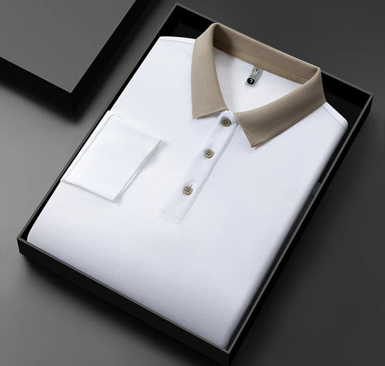 Baumwoll Strick Poloshirt Herren Langarm Ganzjährig