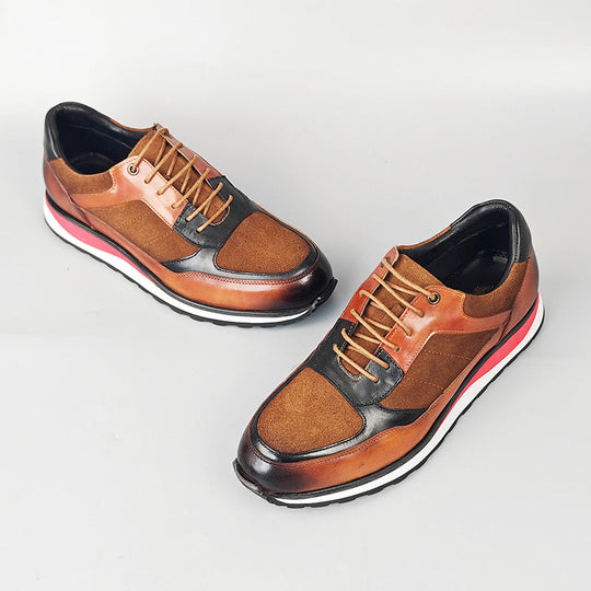Retro Rindsleder Sneaker Herren Gepolstert Alltag