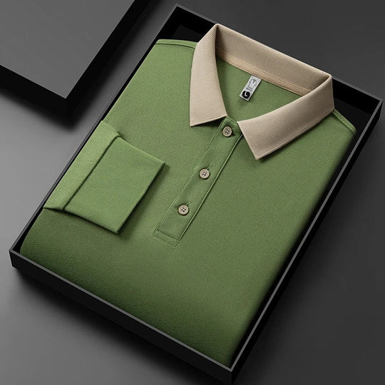 Baumwoll Strick Poloshirt Herren Langarm Ganzjährig