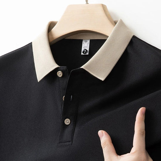 Baumwoll Strick Poloshirt Herren Langarm Ganzjährig
