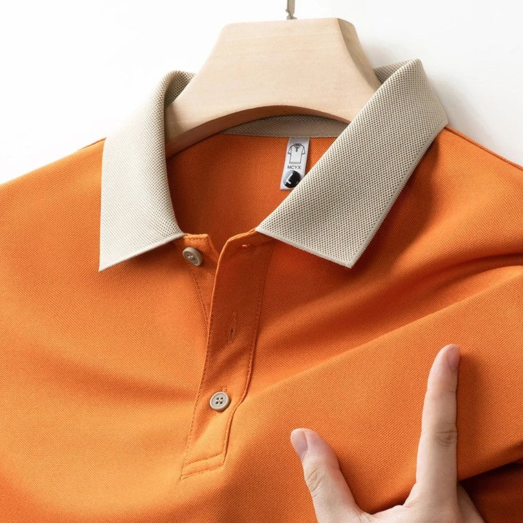 Baumwoll Strick Poloshirt Herren Langarm Ganzjährig