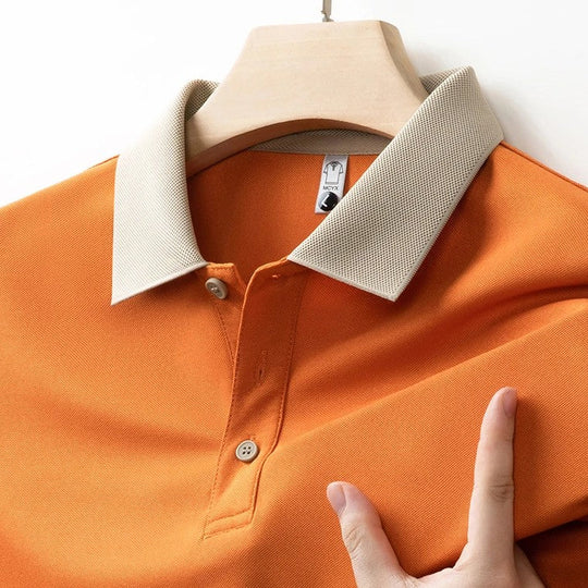Baumwoll Strick Poloshirt Herren Langarm Ganzjährig
