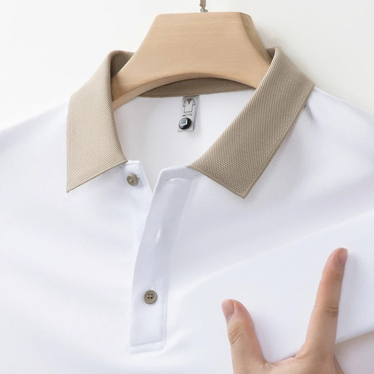 Baumwoll Strick Poloshirt Herren Langarm Ganzjährig