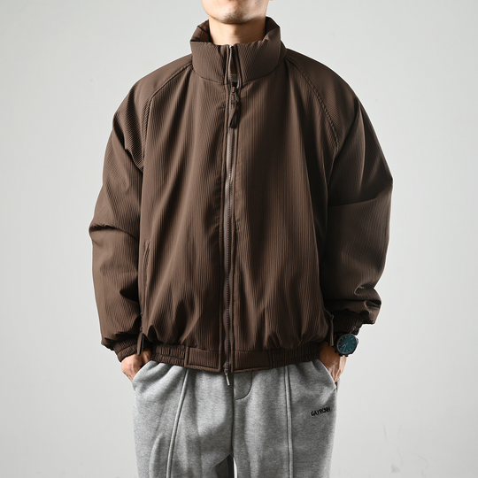 Geripptes Cord Jacke Herren Hoher Kragen Gefüttert