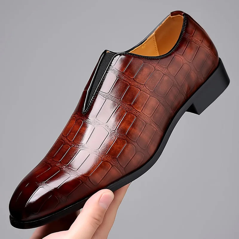 Polierte Echtleder Loafer Herren Slip-On Stretch Bequem