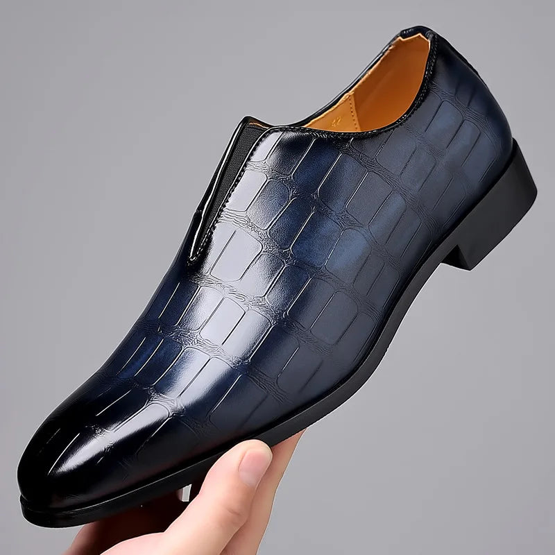 Polierte Echtleder Loafer Herren Slip-On Stretch Bequem