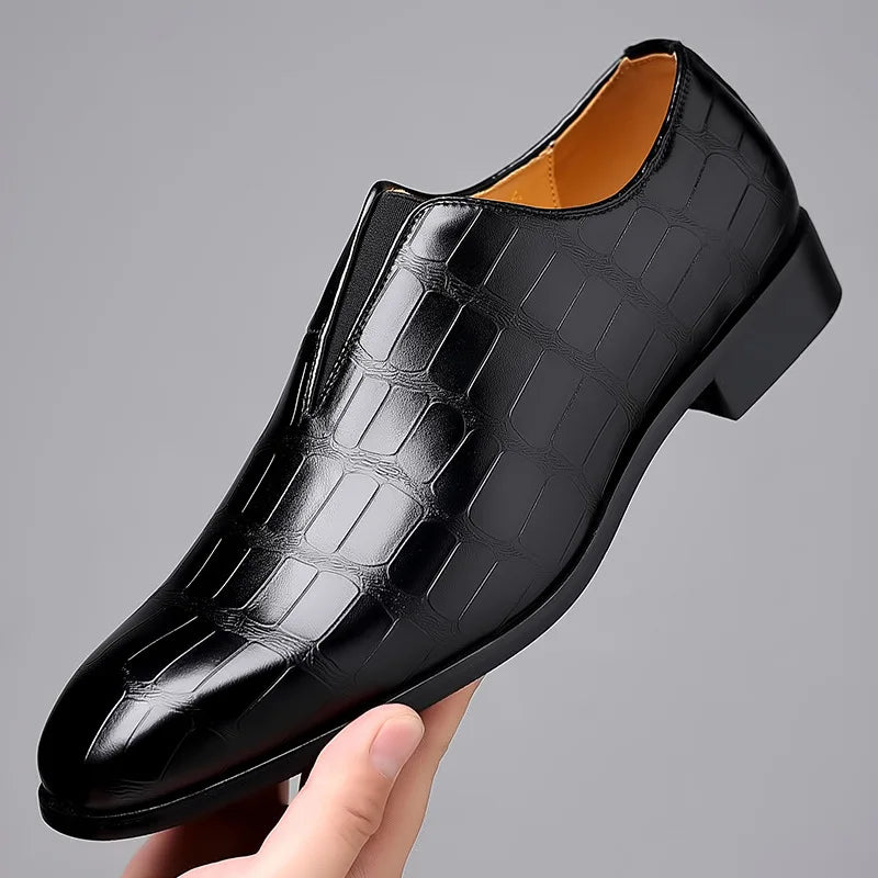Polierte Echtleder Loafer Herren Slip-On Stretch Bequem