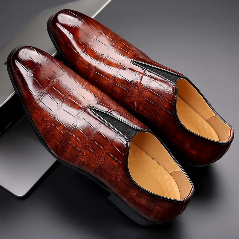 Polierte Echtleder Loafer Herren Slip-On Stretch Bequem