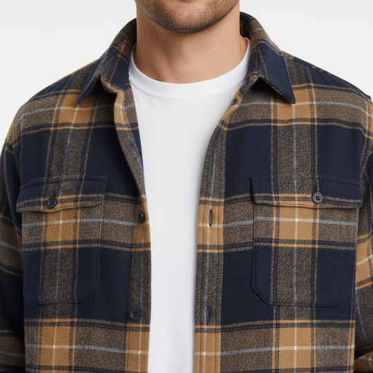 Baumwoll Flanellhemd Herren Langarm Warm Casual Winter