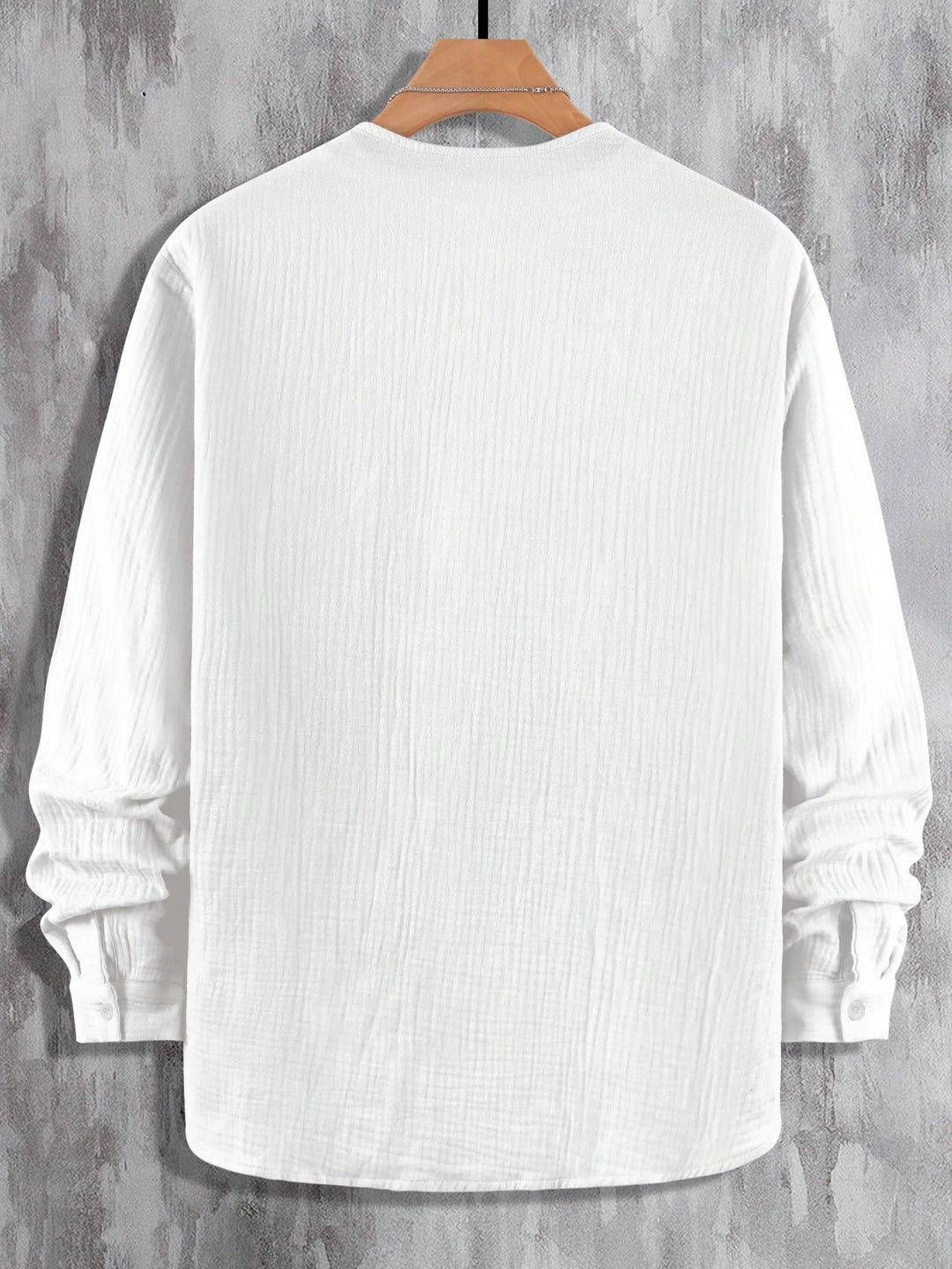 Langarm Button-Up Baumwollhemd Herren Casual Uni Hemd