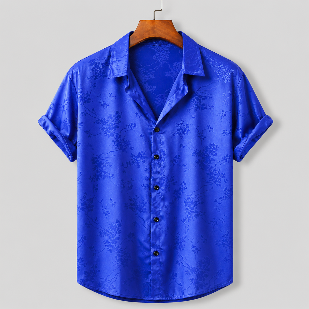 Florales Satin Hemd Herren Kurzarm Sommer Resort Casual