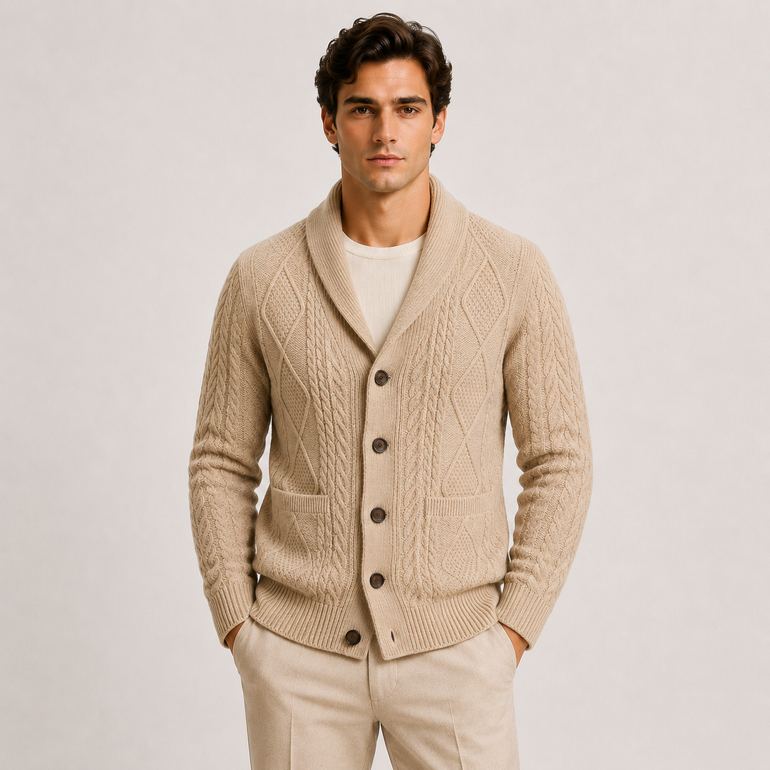 Schalkragen Cardigan Herren Strickjacke Smart Casual
